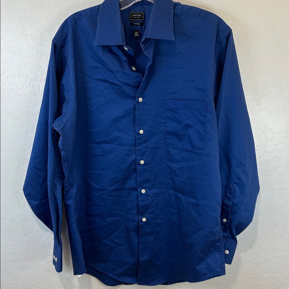 Men's‎ 32/33 Long Sleeve Button-Up Shirt Blue neck 15 1/2 collared formal dress